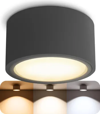 Produktbild von SSC-LUXon CELI-X Aufbau Deckenstrahler flach inkl. LED Leuchtmittel GX53 - Spotlampe anthrazit rund drei einstellbaren Lichtfarben 3CCT 5W 230V