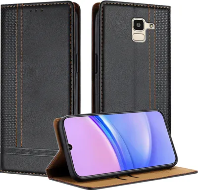Immagine prodotto di Custodia per Samsung Galaxy J6 2018 in pelle flip case con funzione stand nero