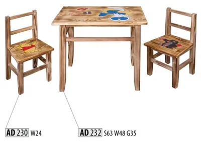 Produktbild von Kindertisch-Set, 3-teilig, Tisch mit 2 Stühlen, Kindermöbel, für Kinderzimmer