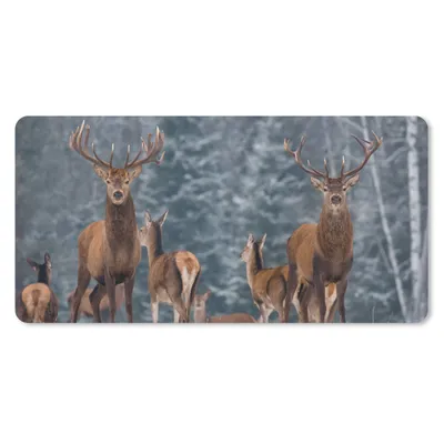 Produktbild von MuchoWow® Schreibtischunterlage Hirsche - Winter - Schnee - Waldtiere - Wald - Natur 80x40 cm - XXL Mauspad - Gaming Mauspad