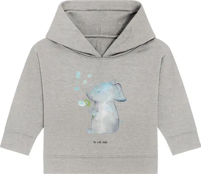 Produktbild von Mr. & Mrs. Panda Organic Baby Hoodie Elefant Seifenblasen 24. - 36. Monat - Heather Grey - Geschenk, Elefanten, Liebesspruch, Kapuzensweatshirt, Liebe, Lustige Sprüche