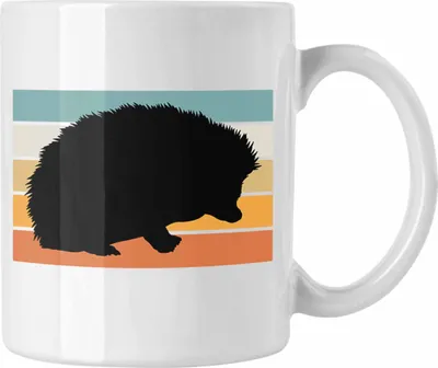 Produktbild von Trendation - Igel Tasse Geschenk Igel-Liebhaber Geschenkidee Vintage Retro (Weiß)