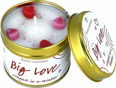Immagine prodotto di Bomb Cosmetics candela profumata in latta Big Love, candela in latta, bianca, PBIGLOV04