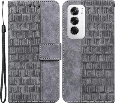 Produktbild von OPPO Reno12 Hülle - Coverup Geometric Klapphülle - Grau