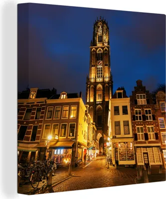 Produktbild von MuchoWow® - Leinwandbilder - Nacht - Domturm - Utrecht, Wandbild, Wanddeko Bilder Wohnzimmer, 50x50 cm