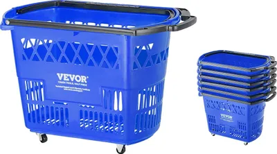 Zdjęcie produktu dla Wózek na zakupy, pojemność 39 l, zestaw 6 sztuk, z kółkami, niebieski