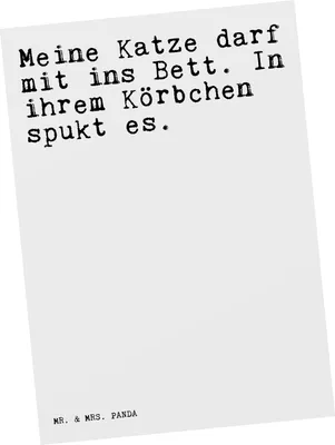 Produktbild von Mr. & Mrs. Panda Postkarte Meine Katze darf mit... - Weiß - Geschenk, sprechen, Ansichtskarte, lustig, bildkarte, Kater, Ansichtskarten, Katzen, Sprüche, Körbchen, Liebe