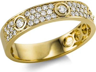 Produktbild von Ring aus 750 Gold Gelbgold 47 Brillanten 0,34ct TW-SI B:4,2mm, Ringgröße:Innenumfang 54mm  Ø17.2mm