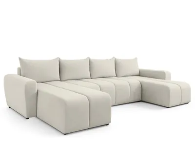 Produktbild von AX LIVING Ecksofas groß Ferrande 317 cm – Sofa beige mit Schlaffunktion & Struktur