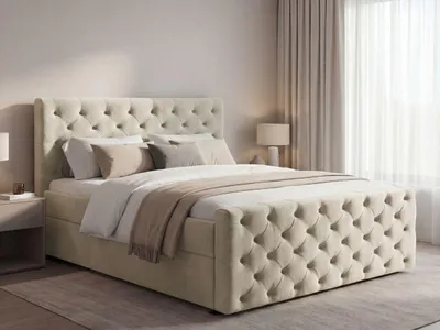Produktbild von GrainGold Boxspringbett Montego 120x200 - Bett mit Matratze und Topper - Boxspringbett mit Bettkasten und Matratze - Boxspringbett Creme (Monolith 02)