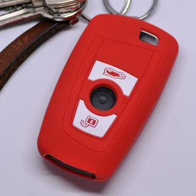 Produktbild von Auto Schlüssel Silikon Schutz Hülle Rot kompatibel mit BMW F20 F13 F30 F31 F32 F33 F22 1er 2er 3er 4er 3 Tasten KEYLESS SMARTKEY