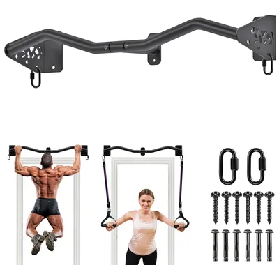 Imagen del producto de Barra de dominadas resistente para pared, barra de dominadas para marcos de puertas, ideal para gimnasios en casa