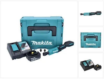 Image de Makita DWR 180 RT1J Visseuse à cliquet sans fil 18 V 47,5 Nm 1/4'' 3/8'' + 1x batterie 5,0 Ah + chargeur + Makpac