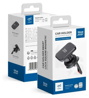 Image de BLUE STAR SMART LOCK SQUARE MAGNETIC support voiture adapté à la calandre noire