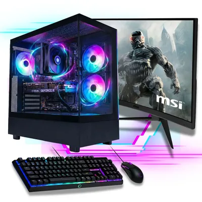 Produktbild von Gaming Komplett PC Set - AMD Ryzen 7 5700X - GeForce RTX 5060 - 27" Gamer TFT - Tastatur Maus - 500 SSD -  32GB Ram - Windows 11 - WiFi - RGB Tower