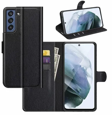 Produktbild von Für Samsung Galaxy S21 FE Handy Tasche Schwarz Etuis Kunst-Leder Cover Hülle Neu