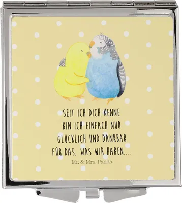 Produktbild von Mr. & Mrs. Panda Spiegel Für Unterwegs Nasenbär - Gelb Pastell - Geschenk, Lustige Sprüche, Kosmetikspiegel, Frauen, Schminkspiegel, Rüsselbär, Reisespiegel, Nasenbären