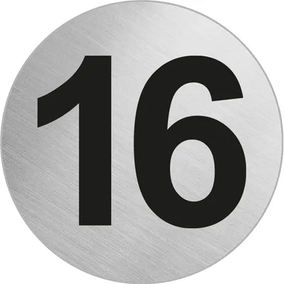 Produktbild von Türnummer Zimmernummer aus Edelstahl "16" Ø 60 mm selbstklebend