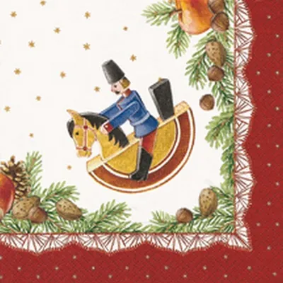 Produktbild von 20 Servietten Reiterlein - Reiterlein in Weihnachtsbordüre 33x33cm