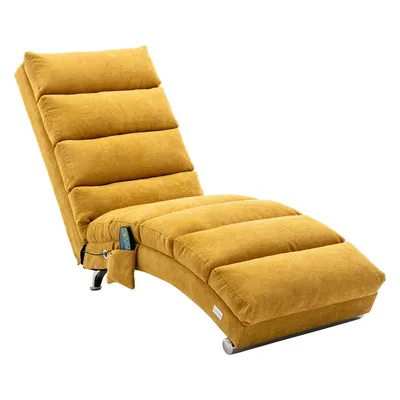 Produktbild von LVHOM 5-in-1 Funktion Polsterliege Chaiselongue Relaxliege, Liegesessel mit Schlafen- und Vibrationfunktion, Bodenstuhl aus Leinenbezug, Gelb