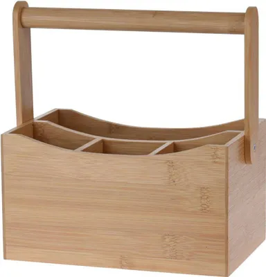 Produktbild von Excellent Houseware Küchenutensilienregal/ Arbeitsplattenorganisator - 20 x 14 x 24 cm - Bambusholz - mit Griff