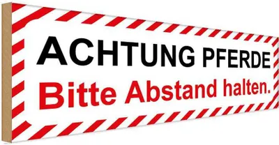 Produktbild von vianmo Holzschild 10x27 cm Achtung Pferde bitte Abstand Warnschild Hinweisschild