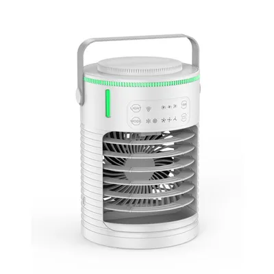 Produktbild von Mini Luftkühler USB mit Sprühfunktion, 600ml Wassertank, 3 Geschwindigkeiten, Timer, LED-Licht, tragbarer Tisch Ventilator für Büro Schlafzimmer