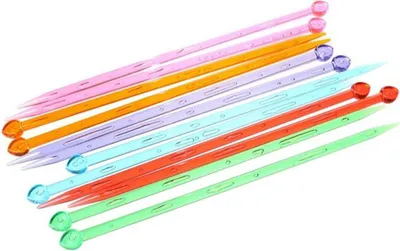 Produktbild von 1 Paar farbige Stricknadeln Acryl  Länge 25 cm Stärke 4-10 mm