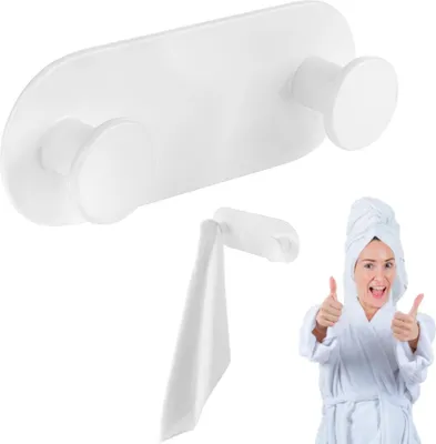 Produktbild von Laveo | Handtuchhalter Miri - Weiß - Doppelte Wandgarderobe - Selbstklebend - Stabile Montage