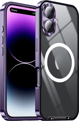 Produktbild von Für Apple iPhone 16 Magnetische Magsafe Metall Design Schutz Cover Hülle Lila