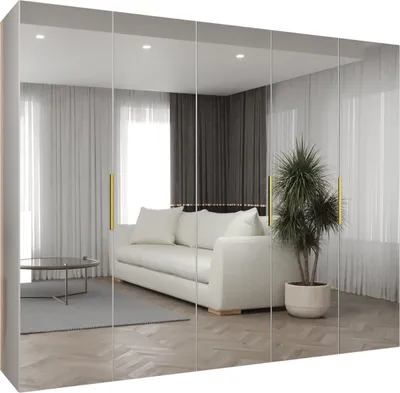 Produktbild von MEBLE KRYSPOL, Kleiderschrank, Schrank 250 cmx202x52, Weiß, Gold