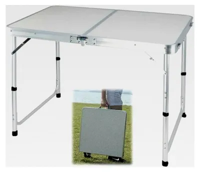 Produktbild von Rechteckiger Klapptisch, 120 x 60 cm, höhenverstellbar, mit Tragegriff, leicht, für den Außenbereich, Weiß