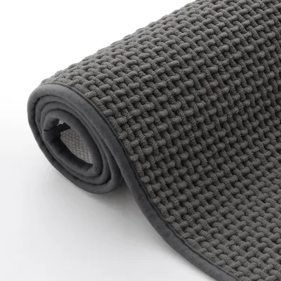 Produktbild von Badezimmerteppich Chenille 50x80 cm Dunkelgrau Rutschfest Saugfähig Maschinenwaschbar