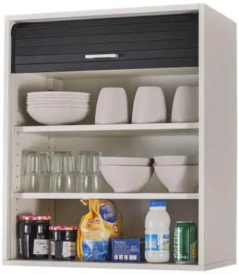 Produktbild von SIMMOB Küchenschrank Schrank Oberschrank Hängeschrank mit Rollladentür B 60 cm, Farbe:Weiß-Schwarz