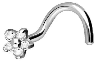Produktbild von Nasenpiercing, Nasenstecker Titan Nasenstecker Spirale KRISTALLBLUME