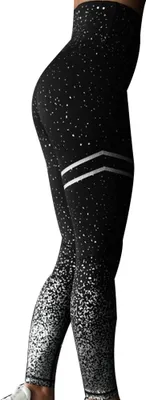 Produktbild von Lady Gold Stamp Print Stretchy Hohe Taille Nahtlose Leggings Yogahosen Hose Schwarz XL