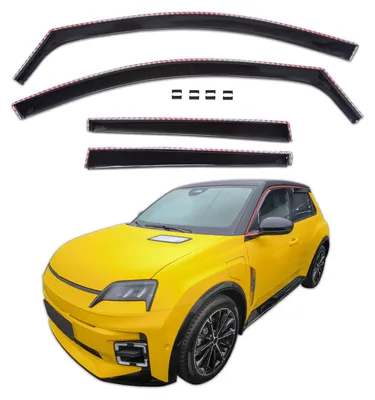 Produktbild von J&J AUTOMOTIVE | GP Windabweiser Für Renault 5 E-Tech Electric Ab 2024 4tlg, GP Regenabweiser, Schwarz, Getönt, Aerodynamisch, Einfache Montage, Befeistigung mit Clips
