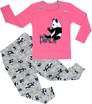 Productafbeelding van Pyjama set voor meisjes, met pandapatroon, maat 104-110 (5-6 jaar), roze