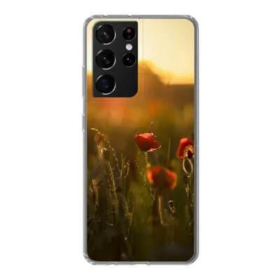 Produktbild von MuchoWow® Handyhülle Schutzhülle Hülle für Samsung Galaxy S21 Ultra Mohn - Sonnenuntergang - Gold Silikon Softcase Handy Hülle - Mobiltelefon