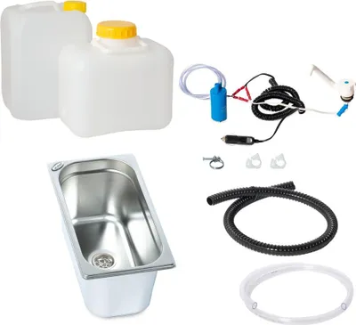 Produktbild von 12V Miniküche Camping Wohnmobil Bausatz Technikset Spüle 325x176x200mm Novo Camp