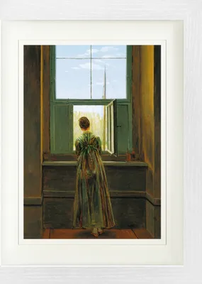 Produktbild von Caspar David Friedrich Gerahmtes Bild Mit Edlem Passepartout | Wand-Bilder | Im Bilderrahmen - Frau Am Fenster, 1822 (40 x 30 cm)