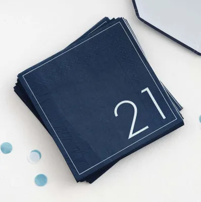 Produktbild von 16 Blaue Happy 21st Birthday Servietten