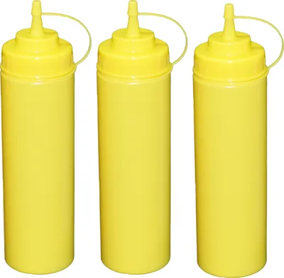 Produktbild von 3 Stück gelbe Quetschflaschen 0,76Liter Dosierflasche Spenderflasche Dressingflasche