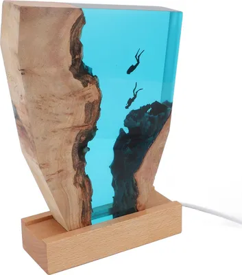 Image de Diver Night Light Colorful LED Wooden Resin Ocean Bedside Lamp Desktop Art Ornament For Office Bedroom Living Room Decor