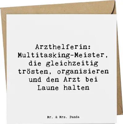 Produktbild von Mr. & Mrs. Panda Deluxe Karte Spruch Arzthelferin Meister - Weiß - Geschenk, anlasskarte, faltkarte, Beruf, Patientenbetreuung, Berufsprodukte, Grußkarte, Wertschätzung