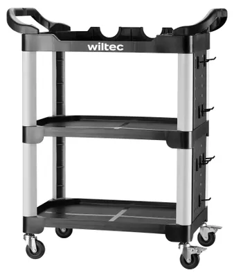 Zdjęcie produktu dla Wózek 3-poziomowy Wiltec typu 02 o nośności 120 kg, wózek warsztatowy 67 x 43,5 x 97 cm, wykonany z tworzywa sztucznego