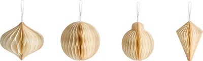 Produktbild von BELIANI Weihnachtsbaumschmuck 20er Set Beige Wabenpapier Anhänger Ornamente Weihnachtskugeln Weihnachtsdekoration