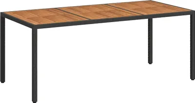 Obrázok produktu pre vidaXL Záhradný stôl 190x90x75 cm Polyratan a agátové drevo Čierna