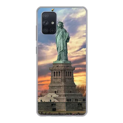 Produktbild von MuchoWow® Handyhülle Schutzhülle Hülle für Samsung Galaxy A51 Freiheitsstatue in New York bei Sonnenuntergang Silikon Softcase Handy Hülle - Schutzabdeckung