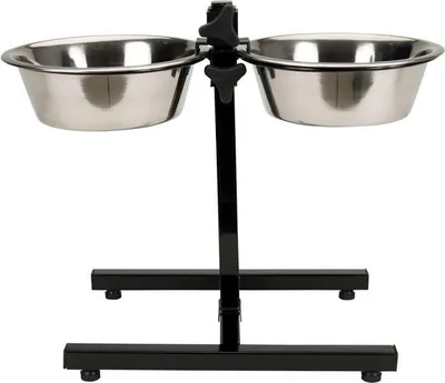 Produktbild von Hundenapf Set Tyrol, 2 Edelstahl Näpfe, 2.8 L, 25 cm, Höhenverstellbar